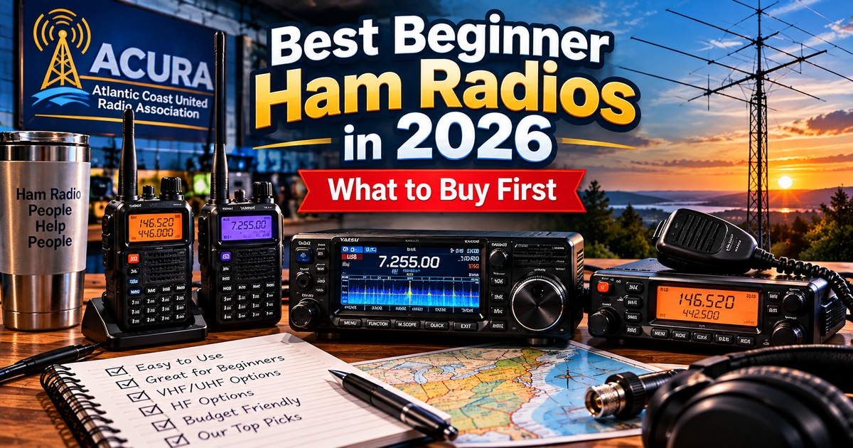 Best beginner ham radios in 2026 featuring handheld, mobile, and HF amateur radios with antennas and radio equipment for new ham radio operators.